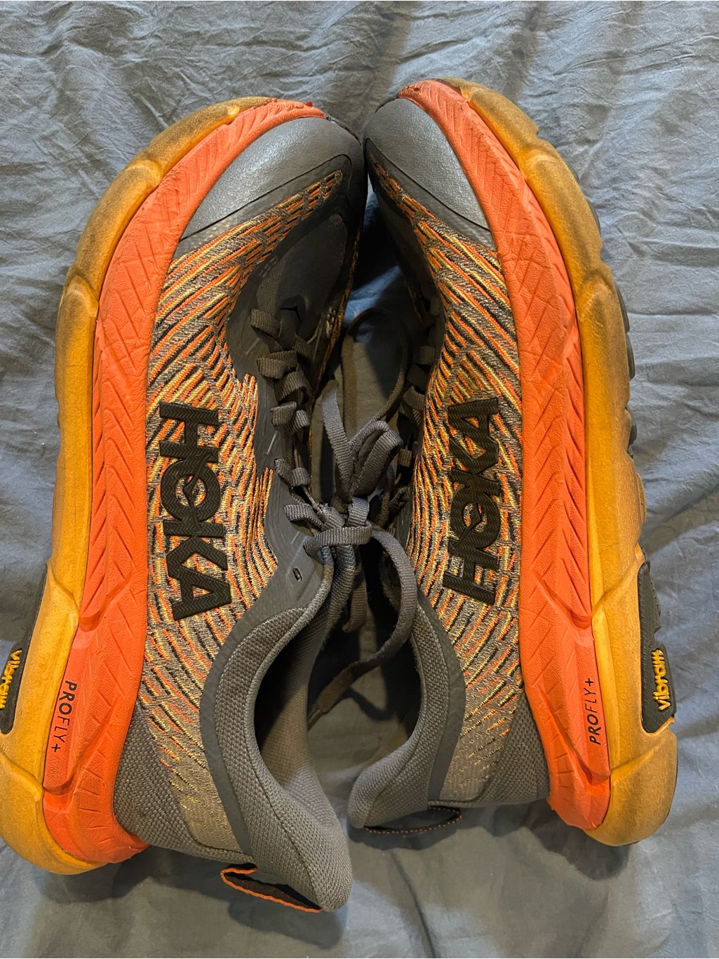 Hoka Men's Orange And Gray Trail Running Shoes Size 7.5